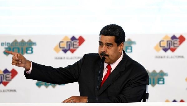 Venezuela's President Maduro addresses the audience during the ceremony to receive a certificate confirming him as winner of Sunday's election, in Caracas.
