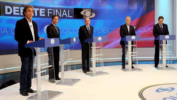 Este es el último debate en el que participan los cinco aspirantes a la Presidencia de Colombia antes de que la población acuda a las urnas electorales.
