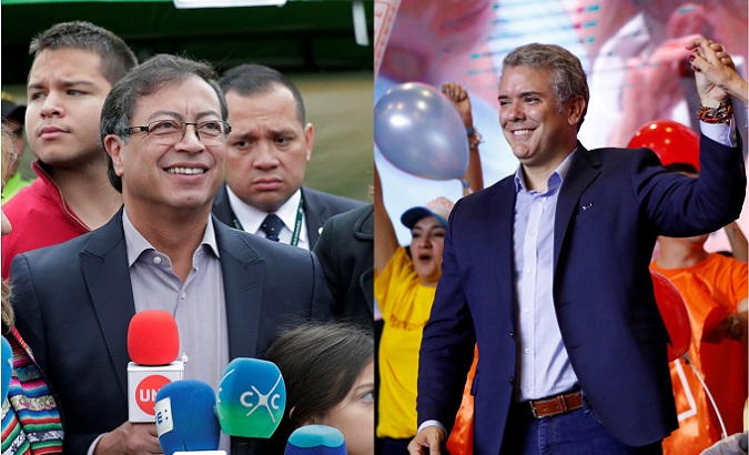 Gustavo Petro (L) and Ivan Duque (R) will face-off on the June 17 second round of votes.