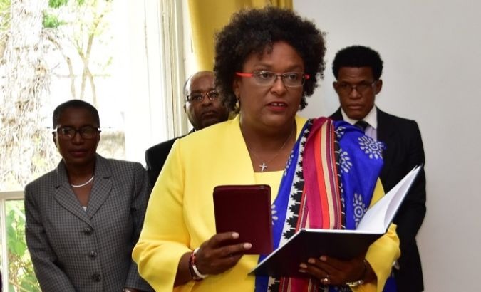 Mia Mottley is the first female Prime Minister of Barbados.