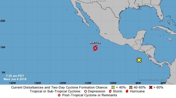 Aletta sería la primera tormenta tropical de la temporada de huracanes del Pacífico oriental.
