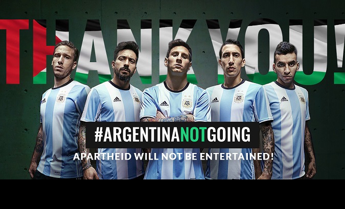 The BDS movement thanked the Argentine team for not entertaining apartheid.