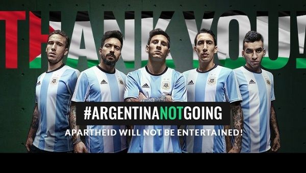 The BDS movement thanked the Argentine team for not entertaining apartheid.