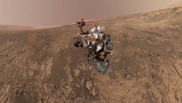 NASA's Curiosity Mars Rover snaps a self-portrait at a site called Vera Rubin Ridge on the Martian surface in February 2018.
