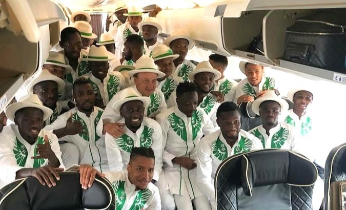Nigeria's 'Super Eagles' decked out in traditional wear.