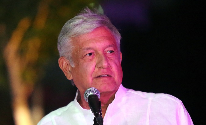 Leftist front-runner Andres Manuel Lopez Obrador of the National Regeneration Movement delivers a message after arriving at the third and final debate in Merida, Mexico June 12, 2018.