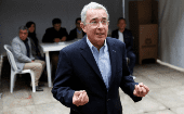 Alvaro Uribe after voting in the first round of presidential elections, on May 27.