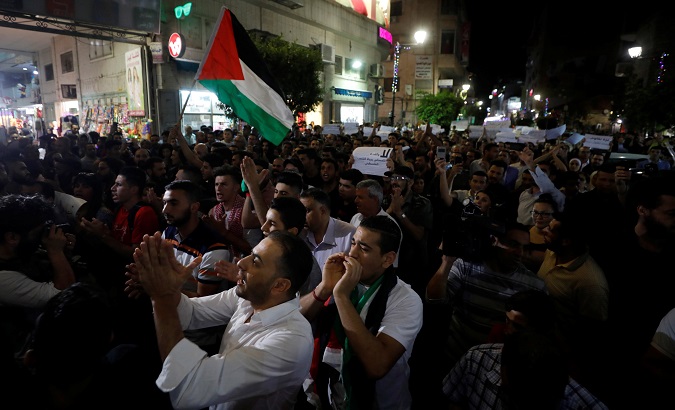 Protesters in downtown Ramallah.