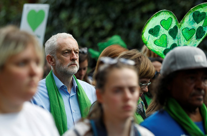 Britain's opposition leader Jeremy Corbyn takes part in the Silent March.