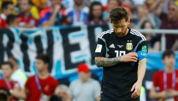 Argentina's Lionel Messi reacts after the match. 