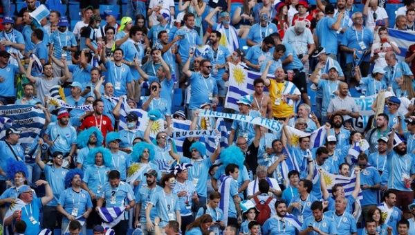 Uruguay fans inside the stadium before the match.