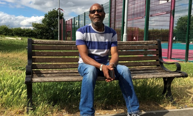 Winston Robinson, aged 60 and part of the Windrush generation of immigrants to Britain, in his local park in Tottenham.