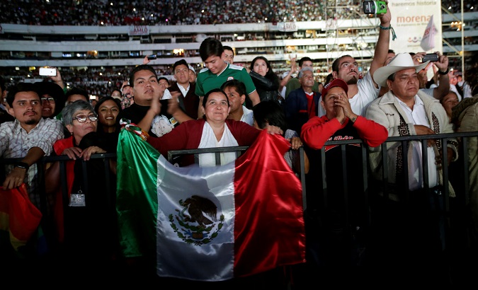 AMLO supporters at the closing campaign rally at the Azteca stadium, in Mexico City, Mexico June 27, 2018.