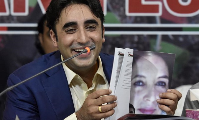 Bilawal Bhutto Zardari, president of the Pakistan People's Party, speaks during a press conference in which he reveals the party's manifesto for the general elections, in Islamabad (Pakistan) Thursday, June 28, 2018.
