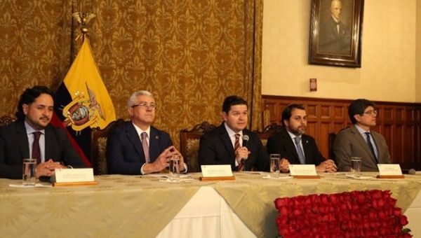 Ecuador’s foreign minister said Wednesday that his country has suspended the trip of its new envoy to Venezuela.