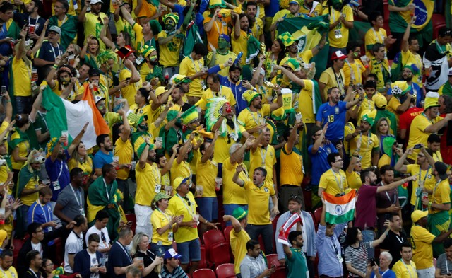 Brazil fans inside the stadium before the match.