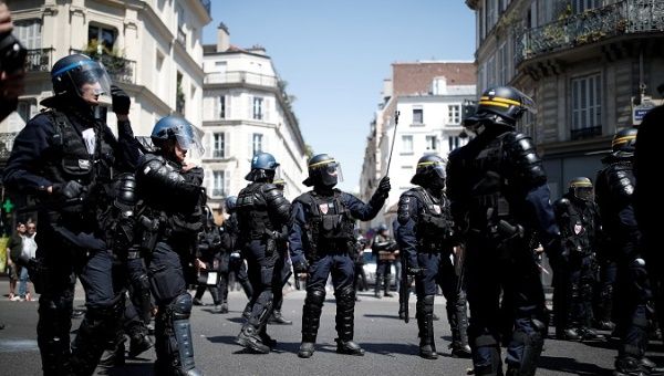 French Gendarmes and CRS riot police at a demonstration in Paris, France, June 28, 2018
