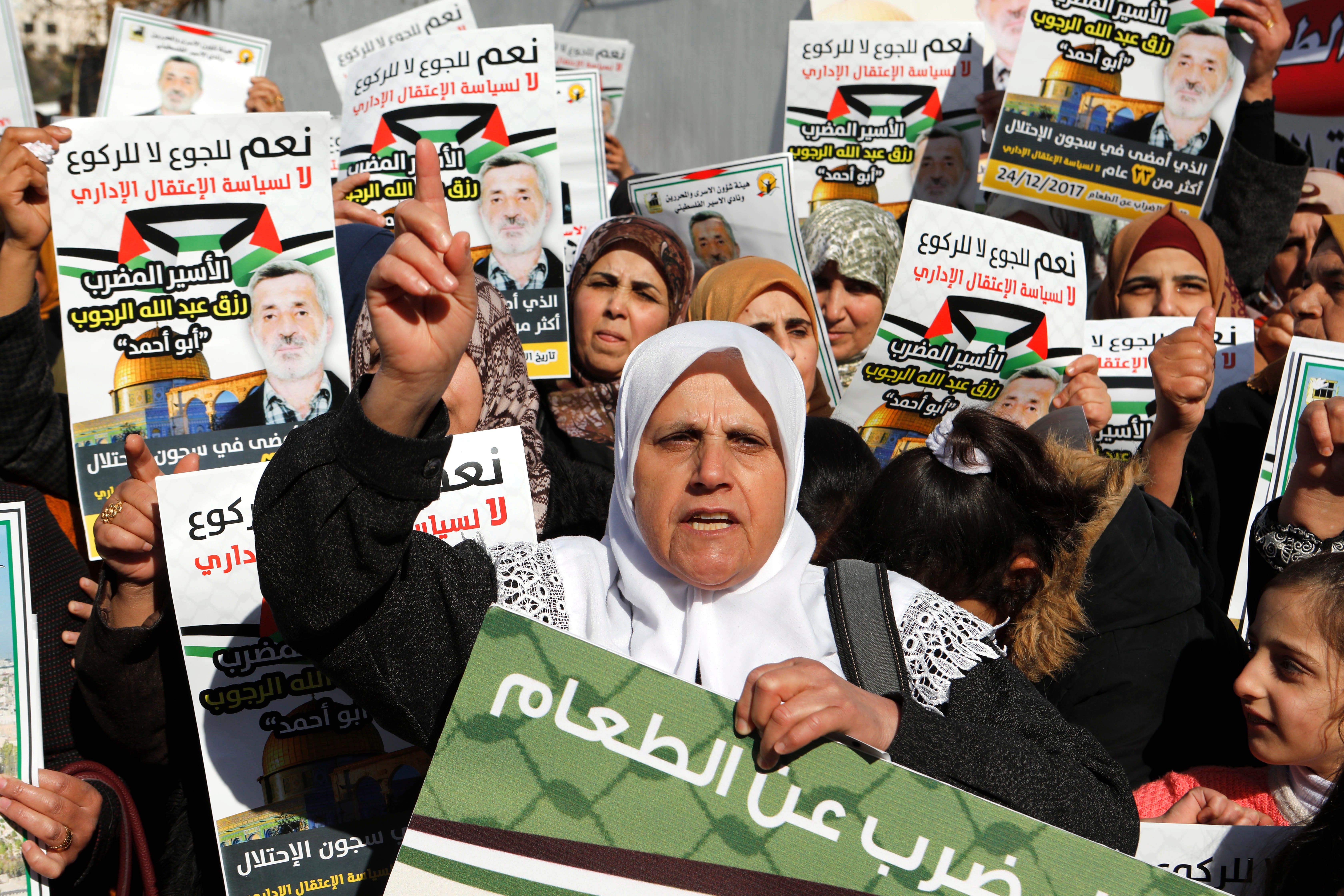 En enero familiares de presos palestinos realizaron una protesta para exigir su liberación.