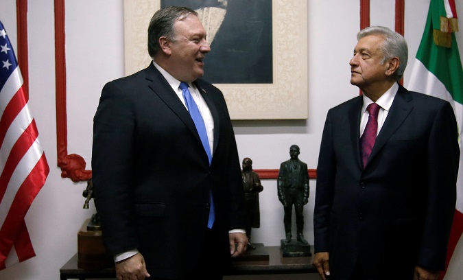 U.S. Secretary of State Mike Pompeo (L) meets Mexico's President-Elect Andres Manuel Lopez Obrador, known as AMLO.