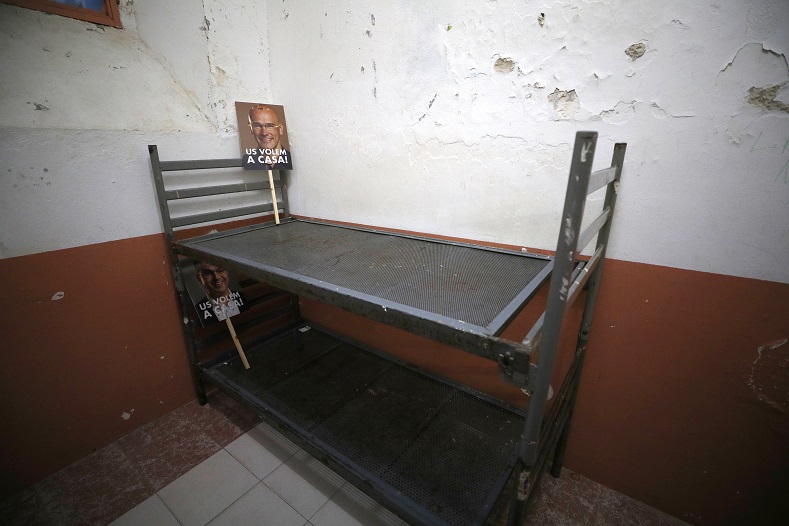 A cell in Catalonia's former penitentiary 'La Model' after a protest against the imprisonment of the Catalan independentist leaders in Barcelona, Spain, July 14, 2018.
