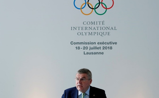 Thomas Bach, president of the International Olympic Committee, at the meeting in Lausanne, Switzerland, July 18, 2018.