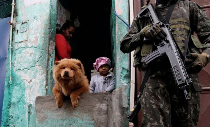 Brazil's military undertake an operation in the Manguinhos favela n Rio de Janeiro.