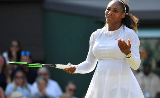 Serena Williams in action at Wimbledon, London, Britain - July 14, 2018