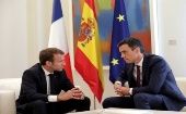 El presidente de Francia, Emmanuel Macron y su homólogo español Pedro Sánchez se reunieron en el Palacio de la Moncloa, España. 