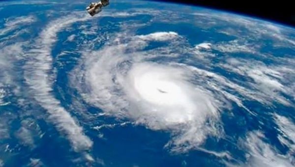 Hurricane Irma passes over the Caribbean, September 2017.