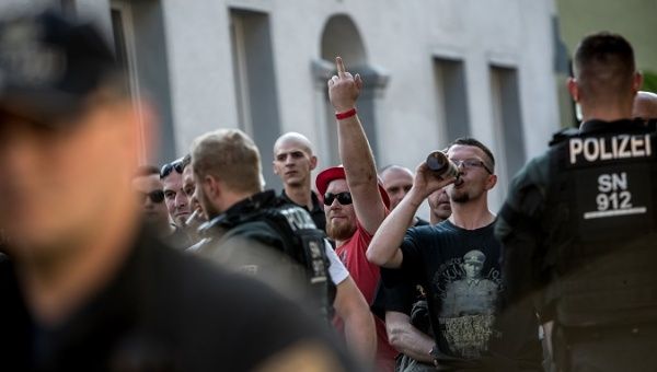  Participants of the neo-Nazi festival 'Shield and Sword Festival' in Germany, 21 April 2018.