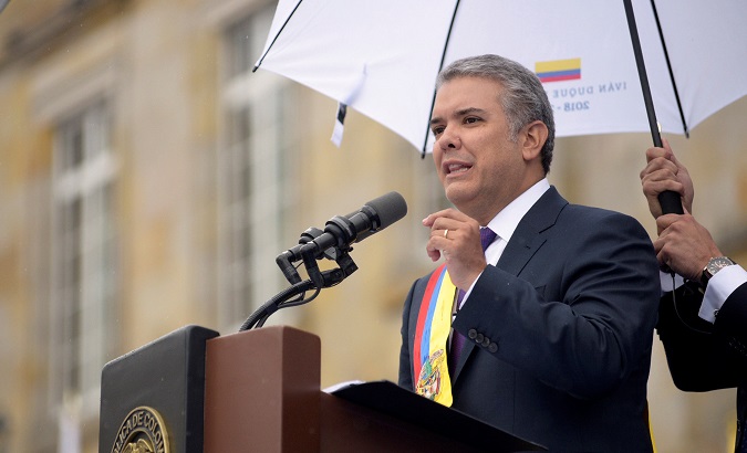 President Ivan Duque during swearing in ceremony.