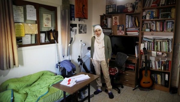 Palestinian poet Dareen Tatour, 35, at her home in Reineh, northern Israel, September 2017.