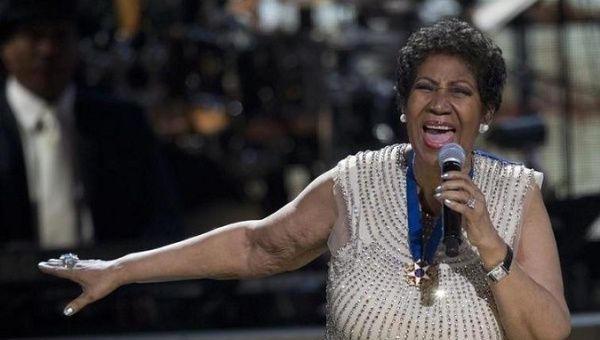 BET honoree singer Aretha Franklin performs onstage at BET Honors 2014 at Warner Theatre in Washington on February 8, 2014