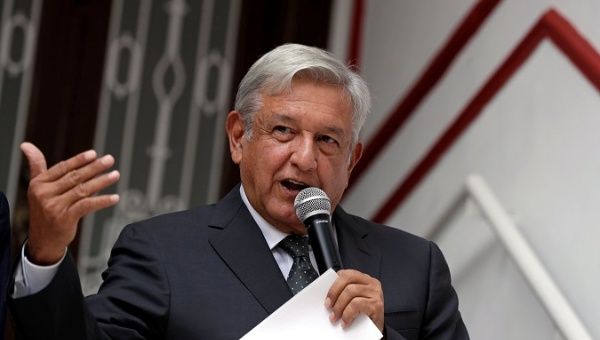 President-Elect Andres Manuel Lopez Obrador at his campaign headquarters in Mexico City, August 10, 2018.