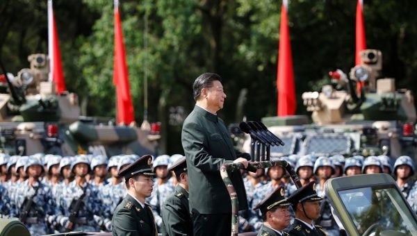 Chinese President Xi Jinping inspects troops at the People's Liberation Army (PLA) Hong Kong Garrison as part of events marking the 20th anniversary of the city's handover from British to Chinese rule, June 30, 2017