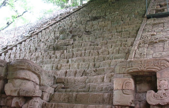Hieroglyphic staircase in Copan (Honduras)