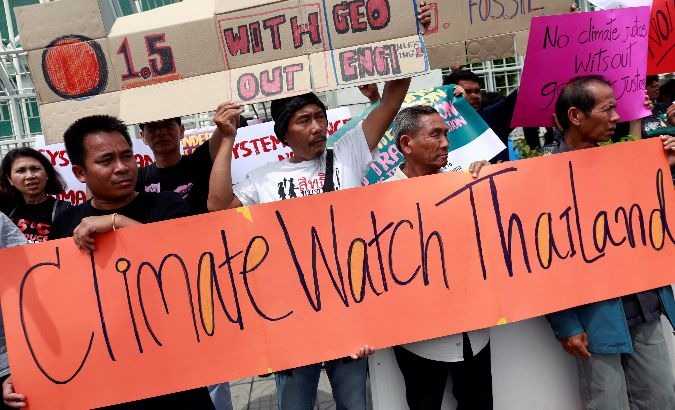 Activists protest UN Climate Change Conference in Bangkok, Thailand.