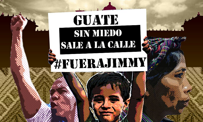 An imagine calling people to protest in Guatemala for the resignation of President Jimmy Morales. 