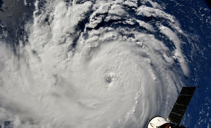 NASA handout photo of Hurricane Florence churning in the Atlantic Ocean.
