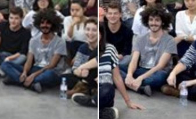 Emile Cohl's photoshopped image (left) shows a student's darkened face.
