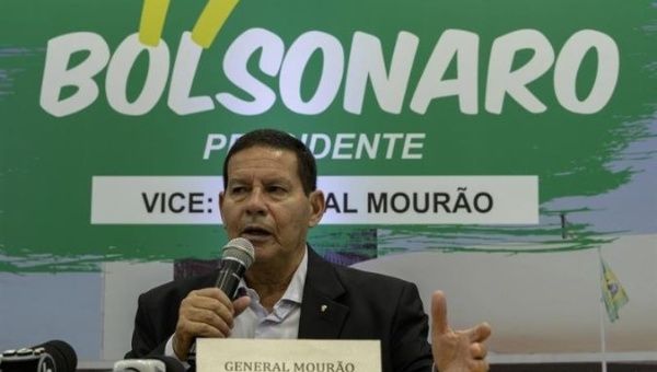 Military general Hamilton Mourao is the vice-presidential running mate of Jair Bolsonaro.