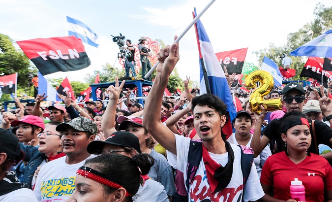 Sandinista youth take part in pro-government demonstrations.