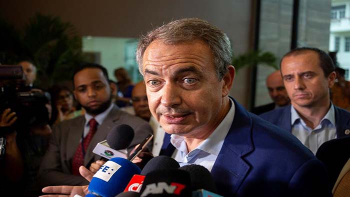 Rodríguez Zapatero repudió el llamado a una intervención militar contra Venezuela, realizado por Almagro. 
