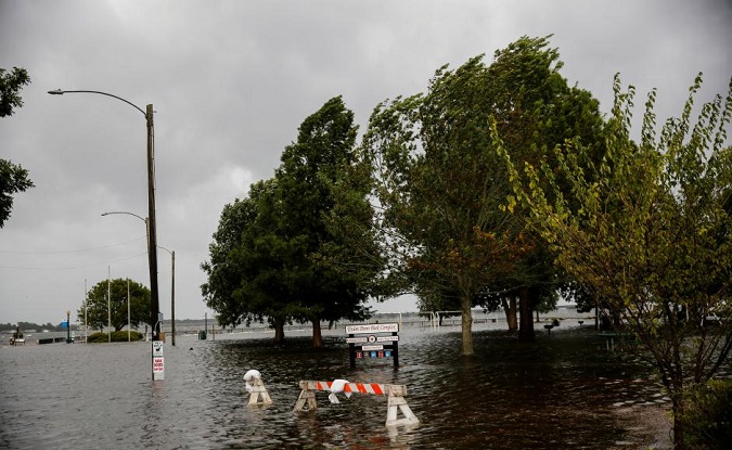 The Union Point Park Complex is seen flooded as Hurricane Florence comes ashore in New Bern, North Carolina, U.S., September 13, 2018.
