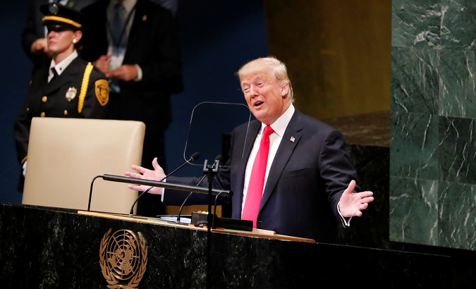 U.S. President Donald Trump addresses the 73rd session of the United Nations General Assembly at U.N. headquarters in New York, U.S., Sept. 25, 2018.