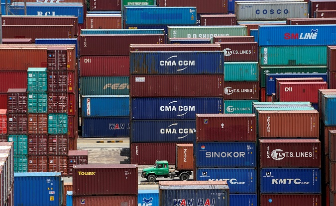 Shipping containers are seen at a port in Shanghai, China July 10, 2018.