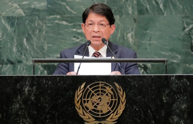 Nicaragua's Foreign Minister Denis Moncada addresses the 73rd session of the General Assembly at U.N. headquarters in New York, U.S., Oct. 1, 2018.