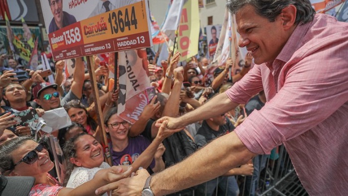 Fernando Haddad cuenta con el 25 por ciento del respaldo ciudadano para la primera vuelta electoral en Brasil.