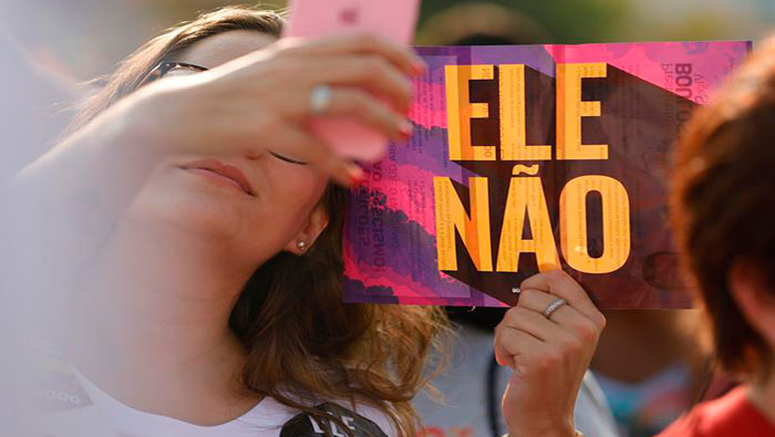 Según Ibope, 49 por ciento de las mujeres no votaría a Bolsonaro.