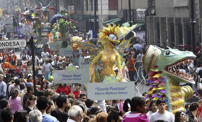 Alebrijes are carried by their creators in the parade every year, as here in October 2009, Mexico City.
